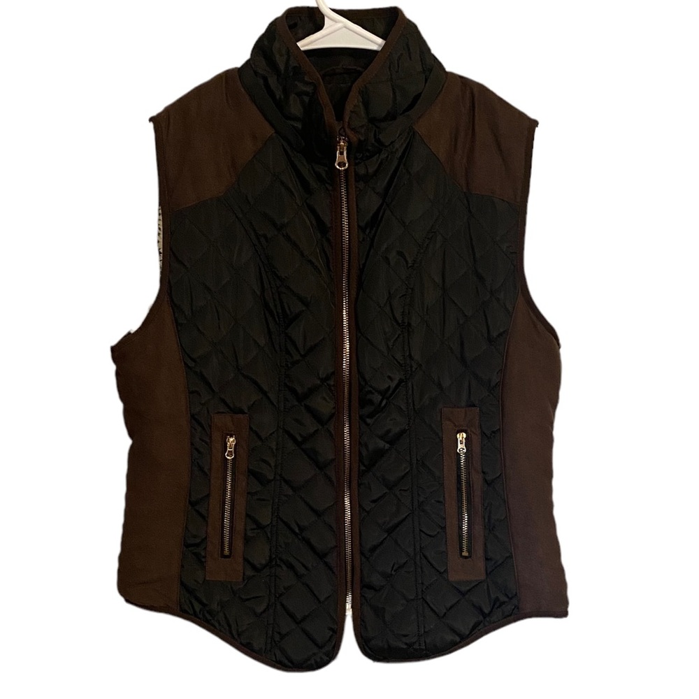Ci Sono by Cavalini Black and Brown Fleece Lined Vest. Size L. Great Conditions.